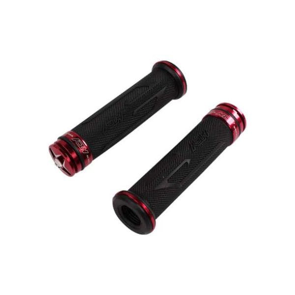 NCY Aluminum Rhinestone Grip Set (Red, 7/8"); Universal