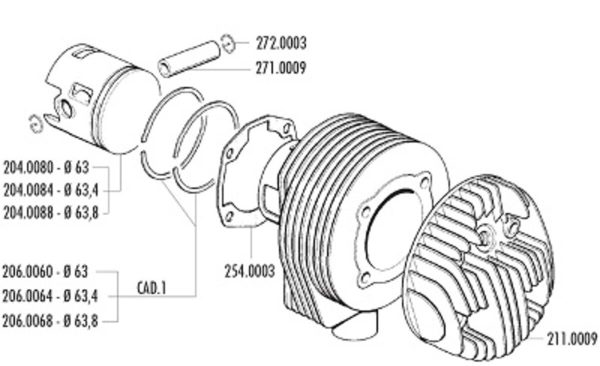 Polini 63mm Cylinder Kit for Vespa PX